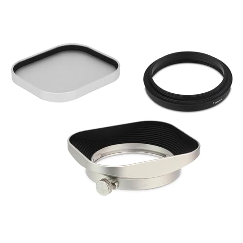 �����Y�t�[�h�A 43mm ���j�o�[�T�� �X�N�G�A ���^�� �˂����ݎ��}�E���g �����Y�t�[�h ���C�J D-LUX 8 Dlux8 �J�����ɑΉ� �A�B�e(Silver)