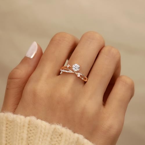 925 Sterling Silver X Criss Cross Promise Rings for Women Mother Daughter 14K Gold Plated Cubic Zirconia Eternity Engagement Wedding Band Ring Jewelry Birthday Christmas Halloween Gifts2
