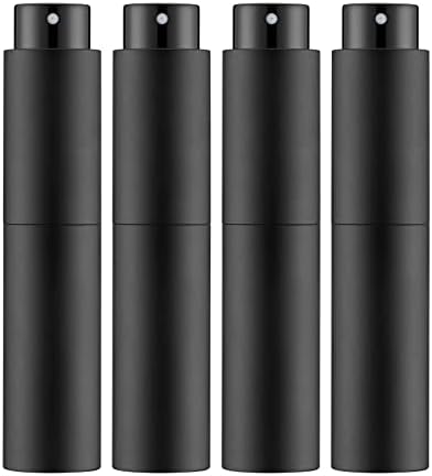 Tekson 4PCS 10ML Perfume Atomizer Travel, Refillable Cologne Containers, Dispenser Spray Empty Bottle for Mini Sprayer Size (Black
