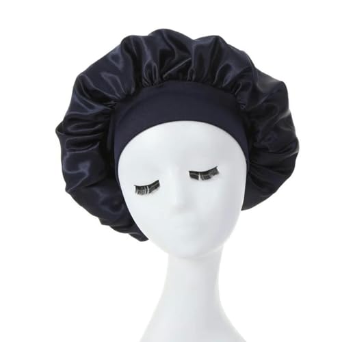 YTYHFEM Women Satin Bonnet Spandex Wide Stretchy Band Bonnet Satin Silk Sleeping Night Cap Bonnets for Women-Navy