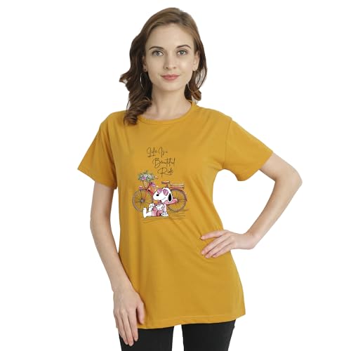 Image of Women's, Round Neck, Half-Sleeve, Printed, Cotton, Regular Fit, T-Shirt for Women