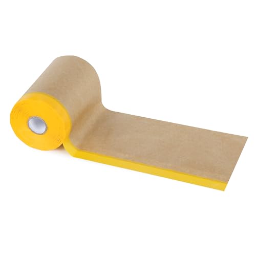 Image of Voomey Pre-Taped Masking Paper for Painting - 7 inch x 82 feet Tape and Drape Painters Paper, Paint Adhesive Protective Roll for Covering Skirting, Frames, Cars and DIY Projects