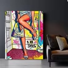 Póster de arte de pared graffiti pop ideal para decorar un dormitorio moderno de 30x45cm