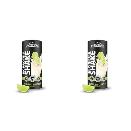 Layenberger 3K Protein Shake - 79% Eiweiß und nur 3,2% Kohlenhydrate bei 8,3 g Zucker, (1x 360 g) - Joghurt-Limette (Packung mit 2)