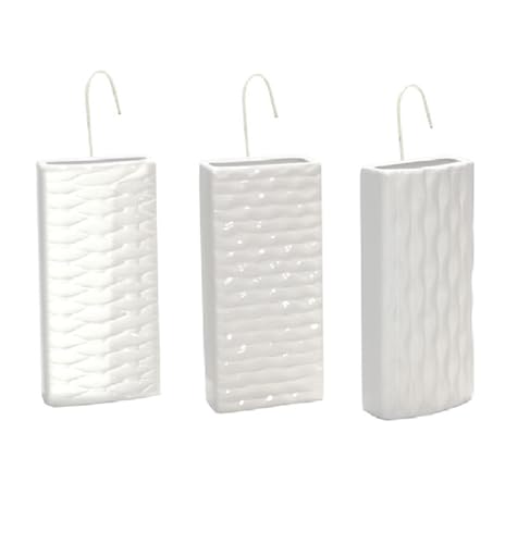 Evaporatori Umidificatori Deumidificatori per Termosifoni radiatori Stufe 3pezzi in Coccio Bianco decorati Con Ganci in Metallo Accessori Riscaldamento Ambiente Confortevole