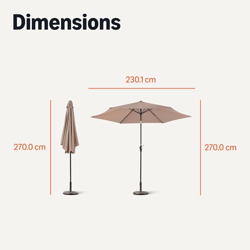 Amazon Basics Patio Umbrella, Crank Lift and Push Button Tilt, 274 cm, Tan image 6