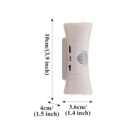 Aplique de pared LED recargable de madera con sensor de movimiento pack de 2 6