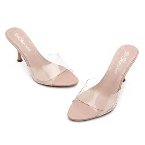Shoe Land High Heels for Women – Slip-On Mules with Pointed Open Toe, Stiletto Heeled Dress Heeled Sandals | Trendy 2025 Wedding, Prom, Party & Formal Shoes2