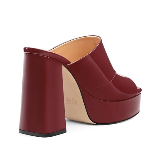 Image of Women Square Open Toe Platform Chunky Heel Slide Sandals