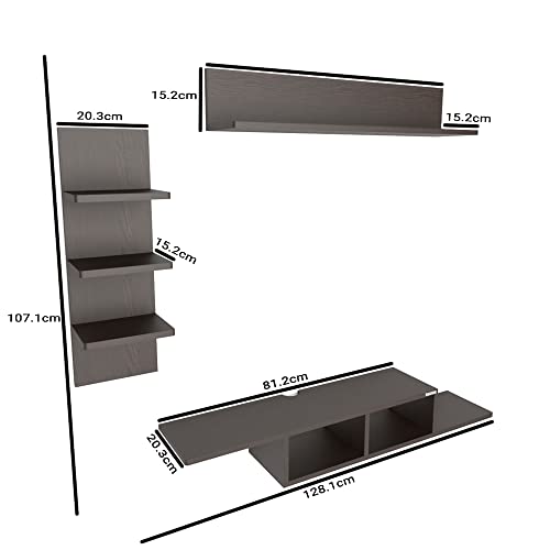 Image of ESTANTERIA Attri Strandier Tv Unit Wall Mounted Engineered Wood TV Cabinet for Wall Stand for Wall, TV Stand Unit Wall Shelf for Living Room, Set Top Box Wall Display Rack Stand (Standard, Wenge)