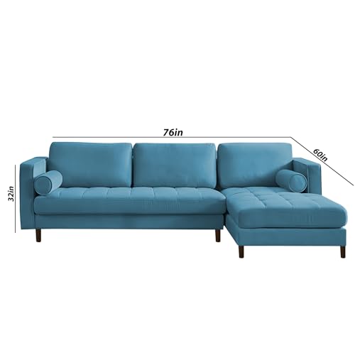 Image of Lezra RHS 4 Seater L Shape Sofa Set for Living Room (Turquise Fabric) Premium Fabric Sofa