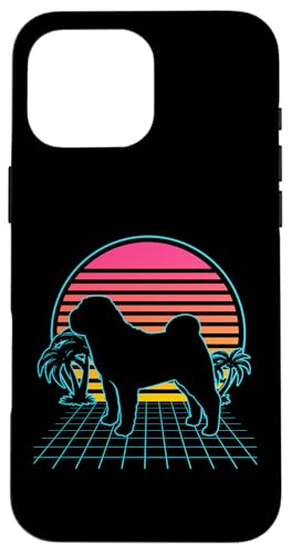 Shar Pei Dog Retro Vintage 80s Vaporwave Aesthetic Lover Case for iPhone 16 Pro Max