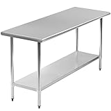 Kitchen Work Table Metal Stainless Steel Commercial Scratch Resistent And Antirust NSF Work Table With Adjustable Table Toot,24 X 60 Inches