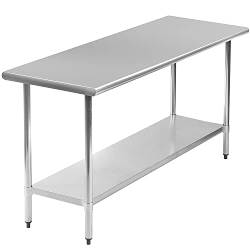 Kitchen Work Table Metal Stainless Steel Commercial Scratch Resistent And Antirust NSF Work Table With Adjustable Table Toot,24 X 60 Inches
