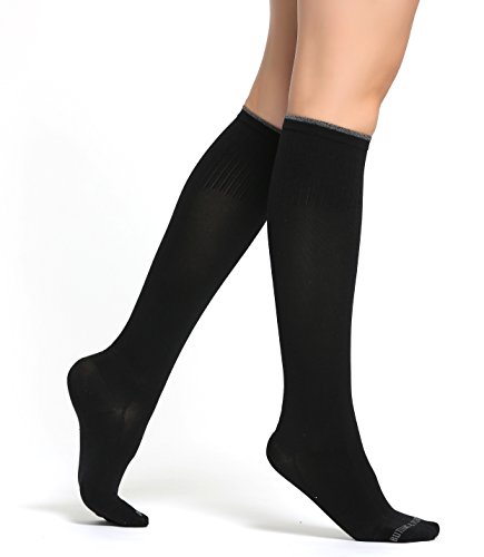 Buttons & Pleats Compression Socks for Women and Men Black ML