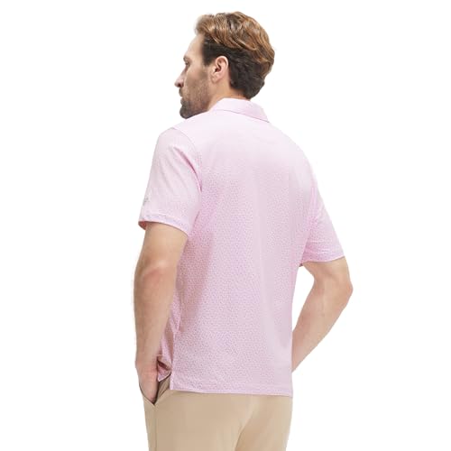 Image of M MAELREG Mens Golf Shirt Short Sleeve Dry Fit Print Moisture Wicking Performance Patterns Collared Polo Shirt