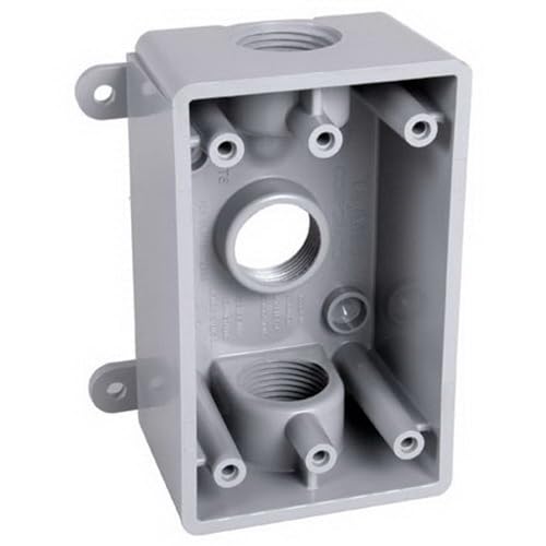 Image of Bell PSB37550GY Single-Gang Weatherproof Three 1 /2 inch. or 3 /4 inch. Threaded Outlets, 2 in, Gray (Pack of 2)