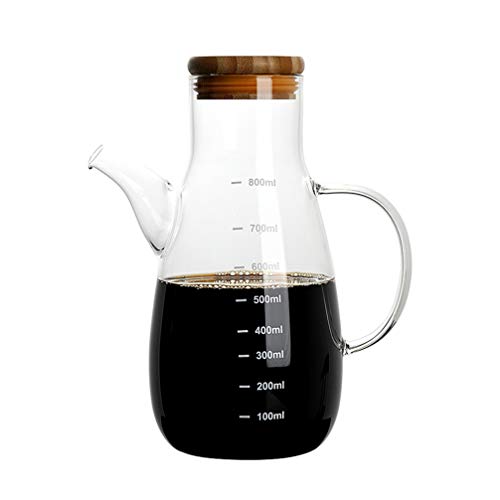 DOITOOL Oil Bottles for Kitchen High Borosilicate Glass Oil Pot with Scale Pourer Bottle Drip- Nozzle Leakproof Random Style