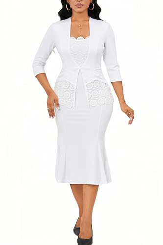 Elegant Church Dress for Women Midi Dresses Work Wear Vintage Pencil Dress for Business Casual Outfits3