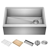 KRAUS KWF410-30 Kore Workstation 30-inch Farmhouse Flat Apron Front 16 Gauge Single Bowl Stainless Steel Kitchen Sink with Integrated Ledge and Accessories (Pack of 5)