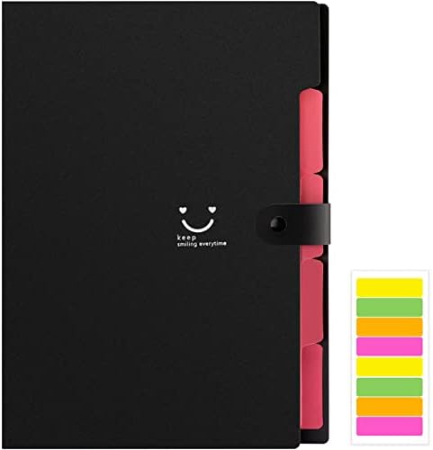 Forvencer Accordion File Organizer, 5 Pockets File Organizer, Expanding File Folder, Black