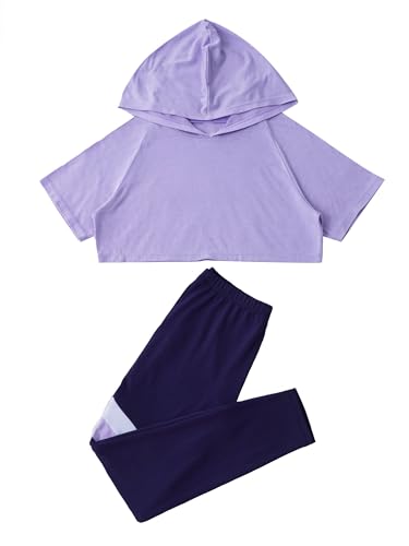 Kids Girls Gymnastics Outfits Short Sleeve Crop Top with Leggings Set Running Athletic Sportwear3