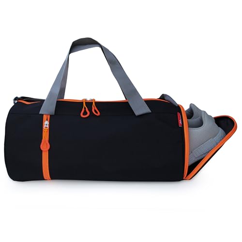 SFANE Polyester Duffle Gym Bag, Shoulder Bag, Sports Bag for Men & Women with Separate Shoe Compartment (Black) (Black & Orange) (B0CWD7M77J) Amazon Price History, Amazon Price Tracker