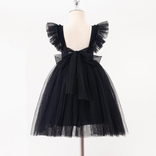 Image of Tutu.kk Toddler Girls Vintage Party Dress Ruffled Sleeve A-Line Tulle Flower Girl Dresses for Wedding,Birthday