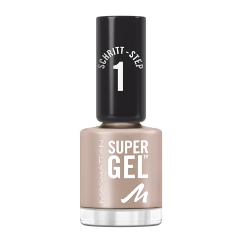 Manhattan Super Gel Nagellack – Gel Maniküre Effekt ganz ohne UV Licht – Taupefarbener Nail Polish mit bis zu 14 Tagen Halt – Farbe Time For Taupe 175 – 1 x 12ml