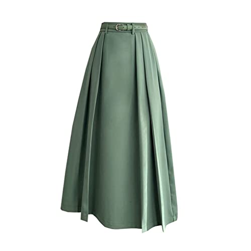 Jupe d'été décontractée pour femme, jupe plissée taille haute unie style EN8