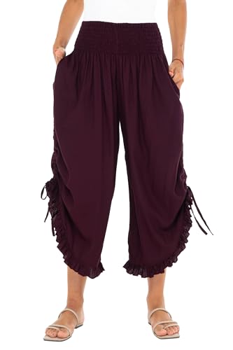 SHU-SHI Trousers Ladies Culottes for Women Gaucho Outfit Cropped Summer Pants