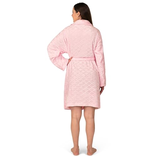 PAVILIA Womens Robes Lightweight, Knee Length Plush Fluffy Shower Bathrobe, Soft Fuzzy Cozy with Pockets2