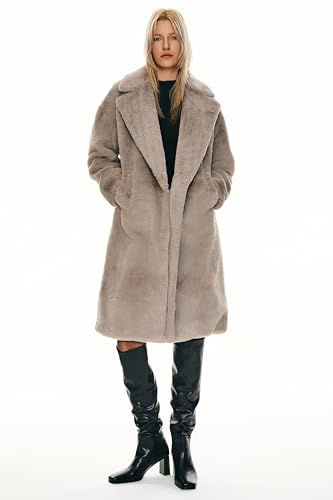 Orolay Women's Fuzzy Fleece Winter Jacket Faux Fur Lapel Coat Mid-Length Sherpa Teddy Coat3