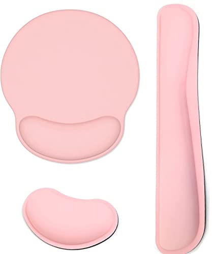Reposamuñecas para Teclado y Ratón, Almohadilla Reposamuñecas de Espuma Memoria Antideslizante Espuma de Memoria Apoyo Muñeca para Ordenador, Notebook, Laptop (Rosado)
