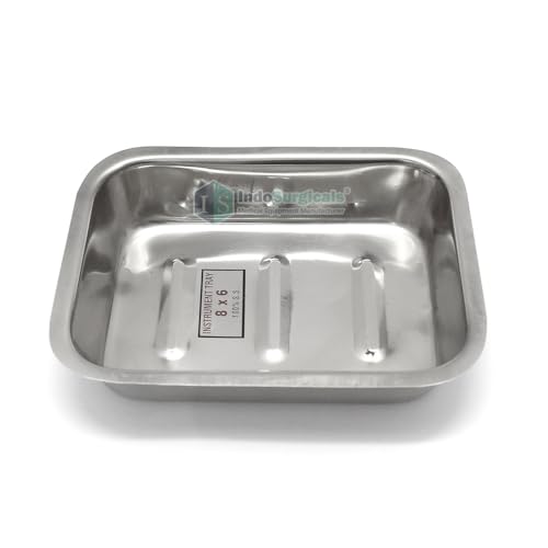 Image of IS IndoSurgicals Stainless Steel Instrument Tray with Cover, Deluxe Quality (1, 8 inchX6 inchX2 inch)