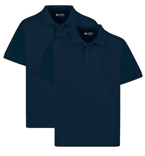 2PK Classic Boys Plain Ages 3-16y Polo Shirts 100% Cotton Children School T-Shirt Tee Shirt Uniform Summer Navy Blue