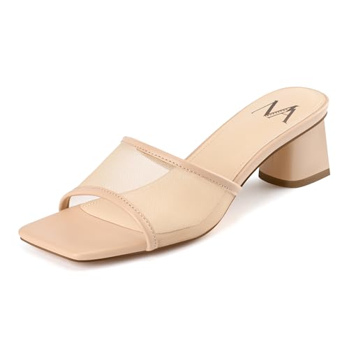 MIRAAZZURRA Heel Mules for Woman Square Open Toe Chunky Block