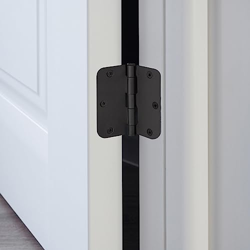 Design House Interior Door Hinges, 3.5 in. x 3.5 in., Rounded, 5/8-in. Radius, Steel, Pre-Lubricated, Matte Black, 3-Pack, 188904 - Image 9