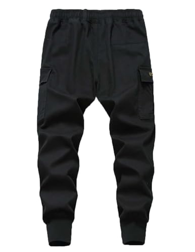 Boys Cargo Pants Casual Joggers Elasticated Waist Lightweight Trousers Khaki2