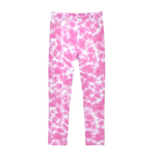 Pink Tie Dye Girls Leggings Ultra Soft Compression Yoga Gym Pants for Kids 4-10T