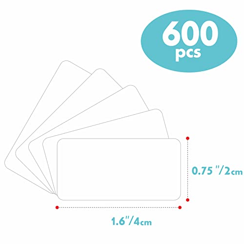 600 Pcs White Rectangular Stickers, Blank Write On Labels Self-Adhesive Stickers Roll White Name Tags With Permanent Adhesive For File Folders Office School Supplies(1.6” X 0.75”) #TOP1