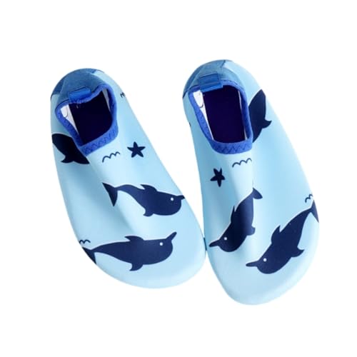 Zapatillas de deporte para niña, zapatos acuáticos europeos y para niños, de secado rápido, antideslizantes, de piel, descalzo, para la natación, zapatillas Sketches, azul claro, 24 EU