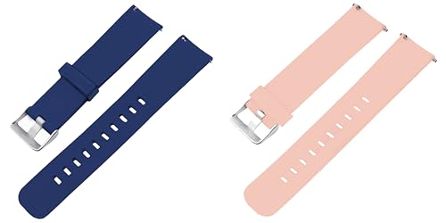 Image of ACM Pack of 2 Watch Strap Silicone Belt 20mm compatible with Inbase Urban Lyf M Smartwatch Casual Classic Band (Blue /Creame Pink)