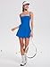 Sexyasasii Tennis Dresses for Women Backless Spaghetti Strap Active Dress Sleeveless Square Neck Exercise Workout Dress with Built in Shorts and Bra Royal Blue