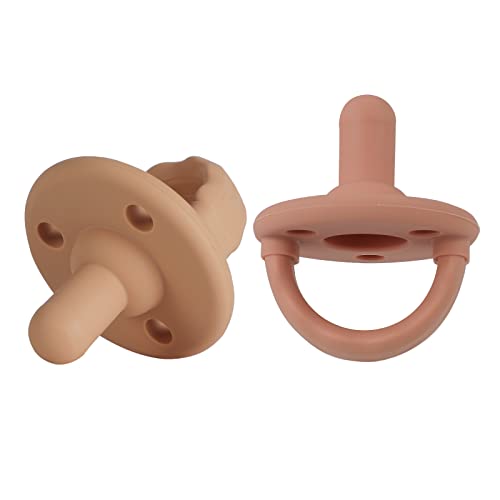 Schnuller 2er-Pack, Baby Soft Silicone Schnuller Für Babys von 0+ Monaten (Muted+Apricot)