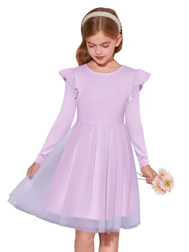Robe tutu à volants filles anti-grattage - Robe en tulle manches longues chaude