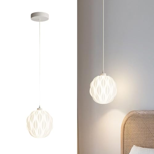 Luminaire suspendu en fer avec fil réglable de 60 pouces et abat-jour blanc