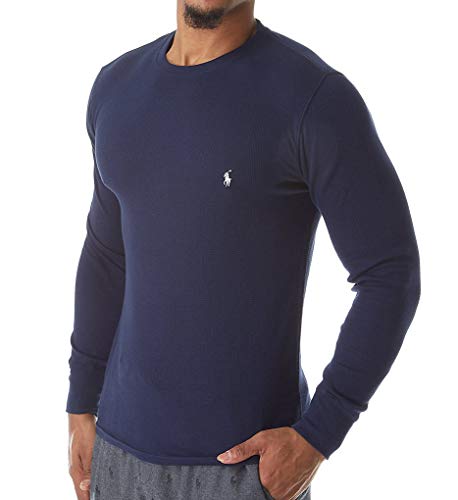 Polo Ralph Lauren Waffle Long Sleeve Crew Cruise Navy/Nevis Pony Print MD