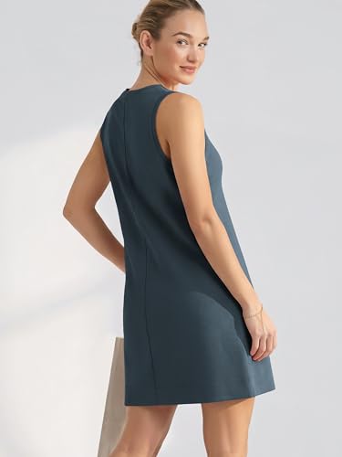 Image of ODODOS Modal Soft V-Neck Tank Dress for Women Sleeveless Sundress Casual Relaxed Summer Dress with Pocket