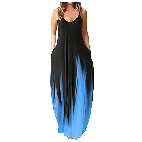 Twgone long maxi dress for women summer loose o-neck sunflower pr…